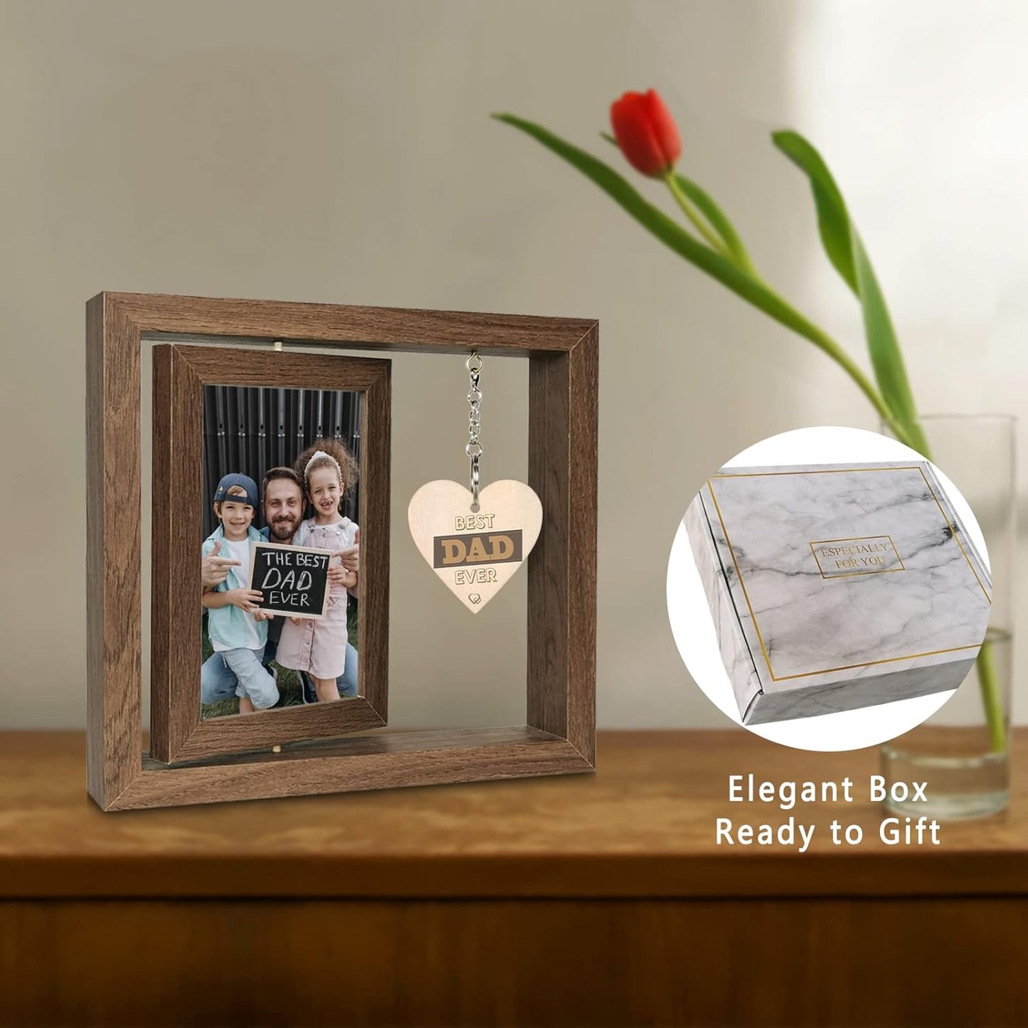 Best Dad Ever Picture Frame Gifts from Daughter Son Birthday Father's Day Christmas Gifts for Dad Who Want Nothing, Display Two 4x6