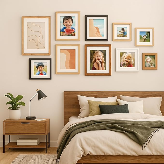 4x6 Oak Wood Picture Frame - 4"x6" Photo Frame, 4x6 Picture Frame Wood, Natural Solid Wooden Picture Frames for Wall Art Photo and Prints(3 Pack, Beige)