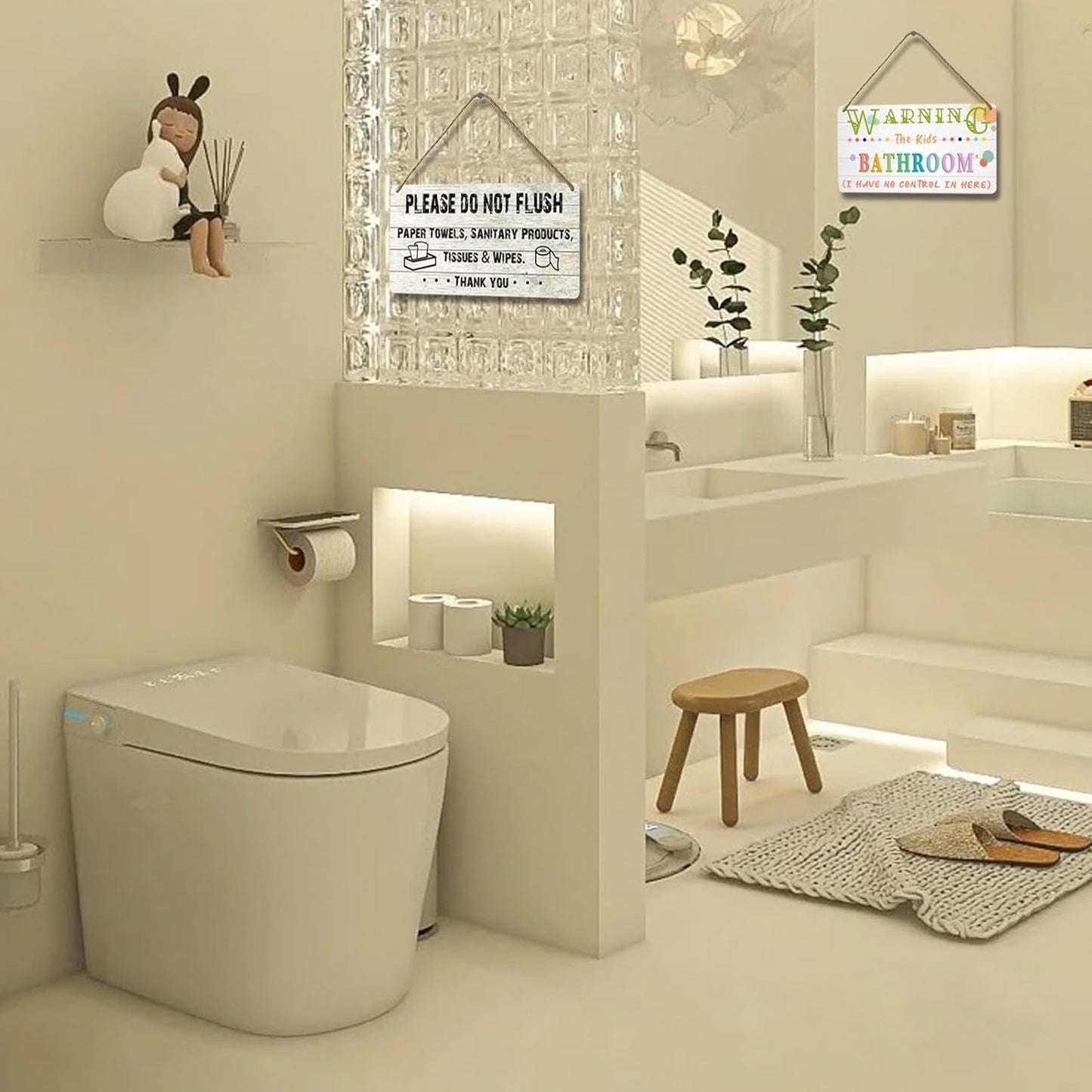 Kids Bathroom Wood Sign 'I Have No Control In Here' 12x6 Inch Rustic Humor Wall Art Decor