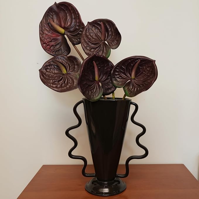 Wild Works Dark Brown Rotary Vase, 9.85” Tall Vintage Decor Vases Medieval Flower Vessel Living Room Entrance Personalized Simple Wabi Sabi Decorative Ornament Ceramic Ornament