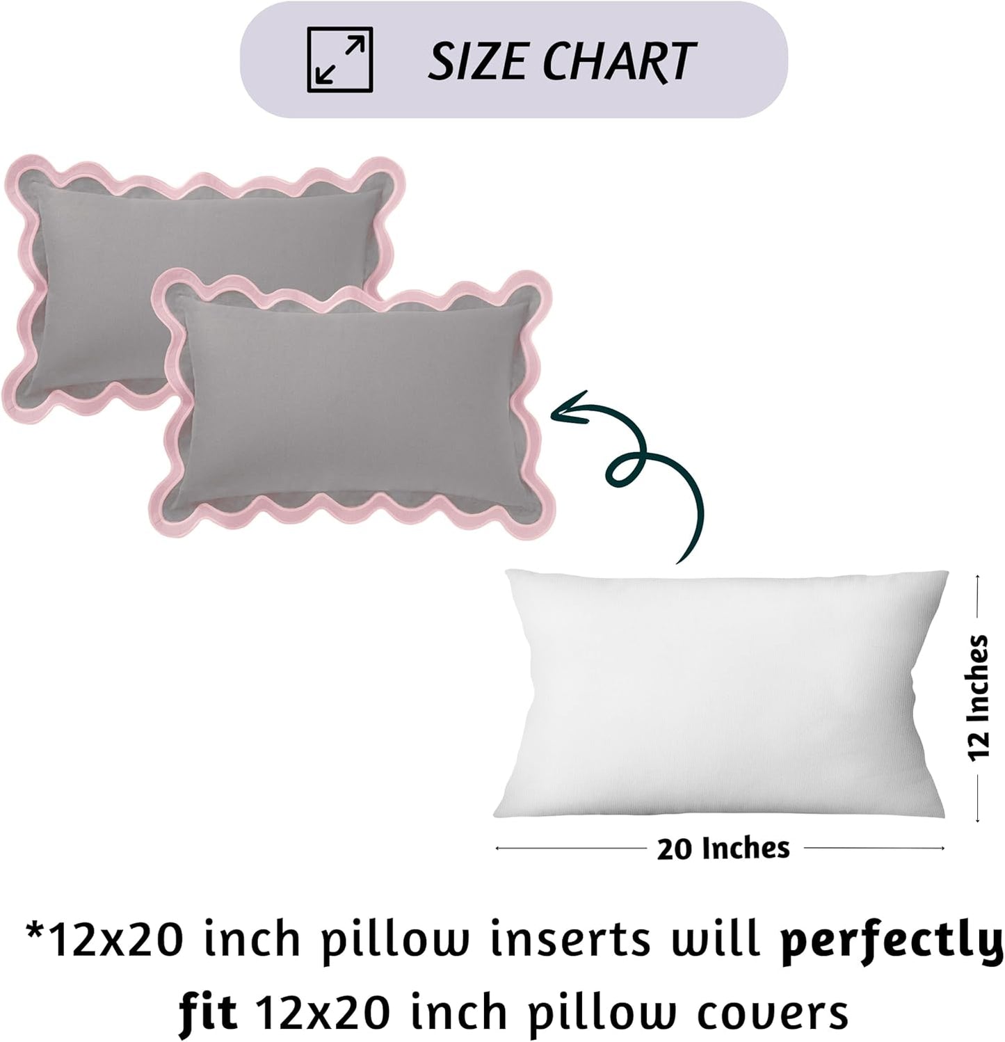 Folkulture Throw Pillow Covers 12x20 Lumbar Pillow Decorative, Set of 2 Couch Pillows for Living Room, Cute Outdoor Pillows, Cotton Boho Throw Pillows for Couch, Scallop Pillow Covers, Lavender Pillow