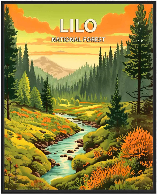 Lolo National Forest Poster Art Print Retro Mountain Wall Art Poster Vintage Decor Nature Recreation Wilderness Wildlife Decoration, Outdoor Adventure Scenic Beauty Artwork. (Lolo National Forest,