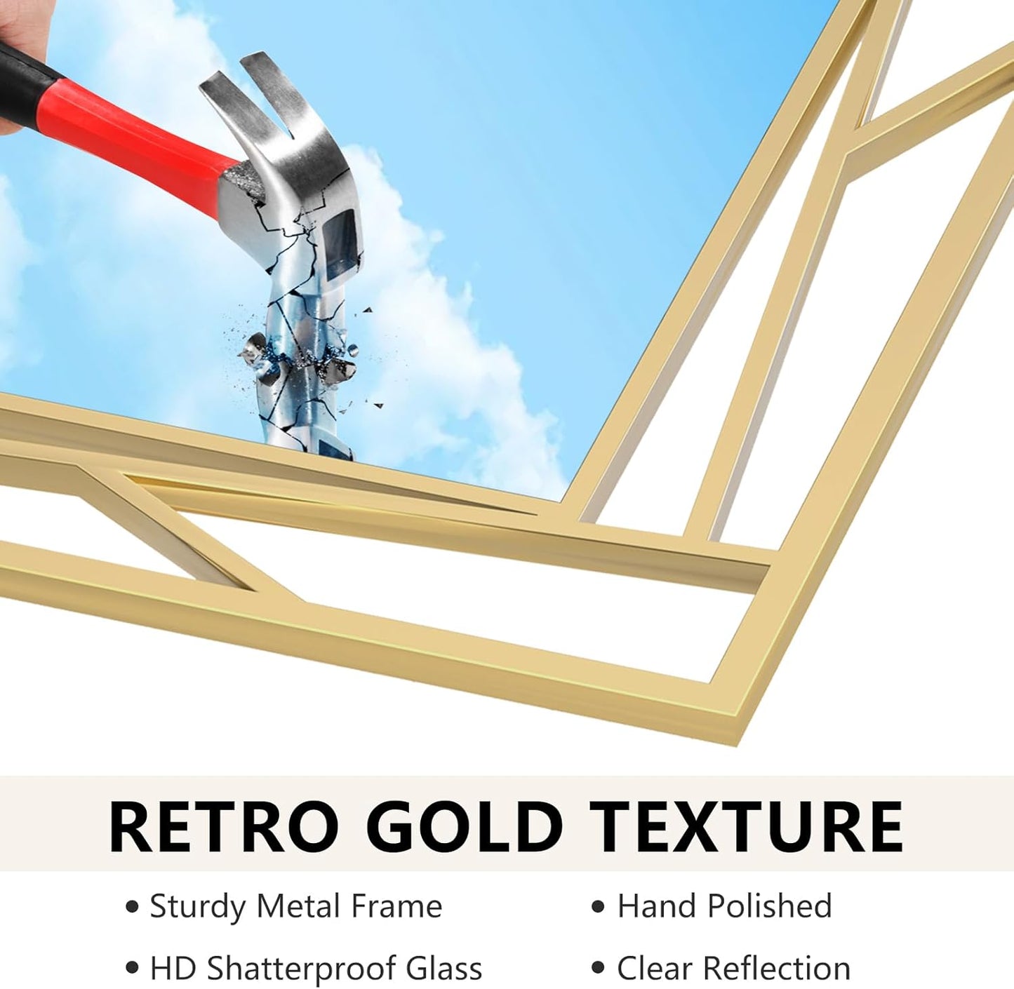 Gold Mirror 48 x 24 Brushed Gold Metal Framed Bathroom Mirror, Tempered Glass, Modern Farmhouse Wall Mounted Mirror for Decorative(Horizontal/Vertical)