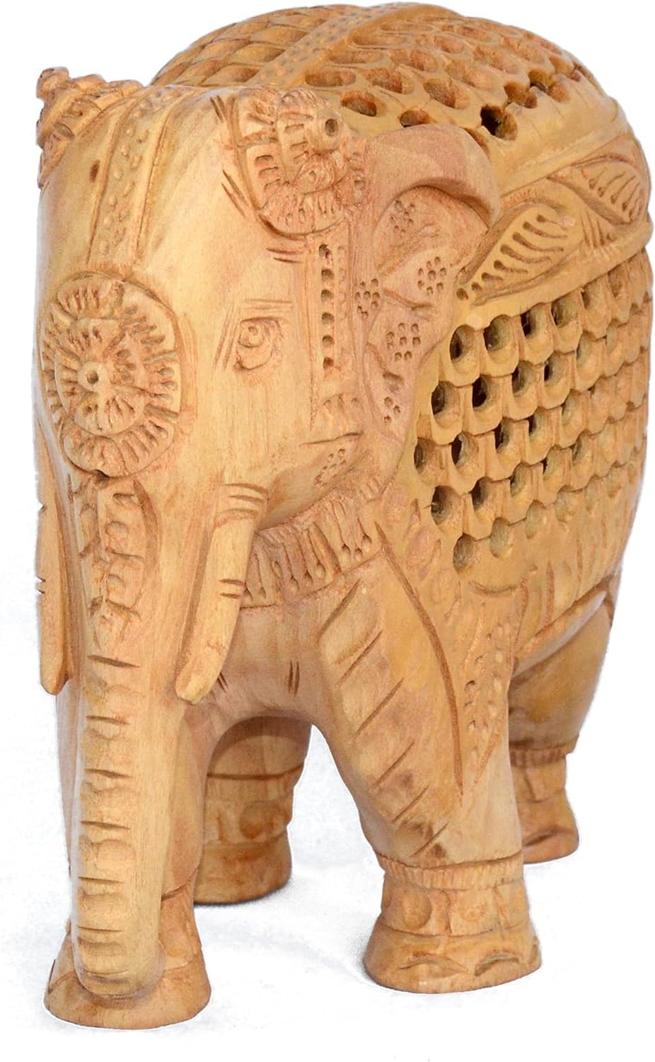 ETROVES Wood Elephant Statue - Hand Carved Wooden Elephant Figurine/Sculpture Home Farmhouse Decor, 6 Inch, Brown