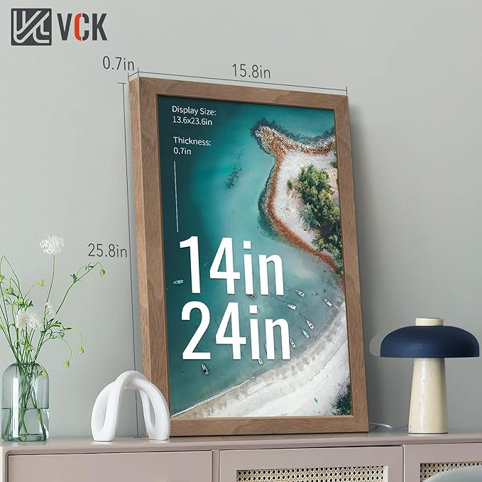VCK 14x24 Poster Frame 3 Pack - Brown Walnut, Natural Textured Solid Wood Picture Frame, Wall Gallery Frame