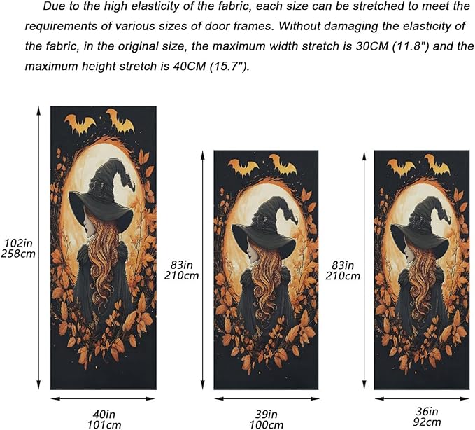 senya Halloween Door Cover Autumn Witch Halloween Banner Decoration 79 * 35 inch for Front Doors Wall Party Decor