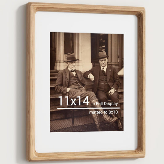 Heimlove 11x14 Picture Frames Natural Oak,Original Wood Hand Make Crafted Diploma Frame with Mat to 8x10 Graduation Picture Display,Family Picture,Wedding Picture,Photo,Certificate Wall Mounted