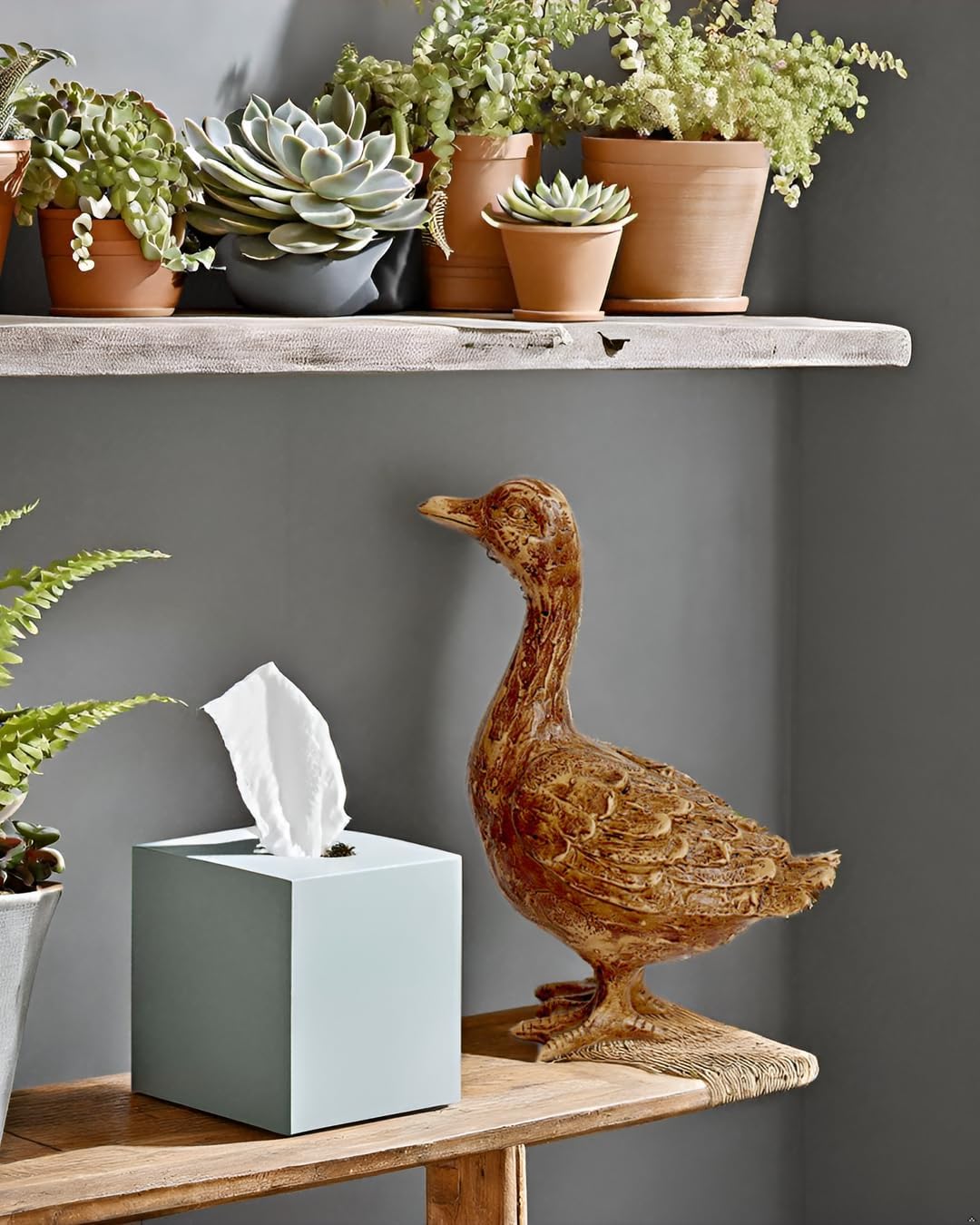 Hymmah Duck Home Decor Statue Rustic Home Decorations for Living Room, Boho Sculpture Resin Animal Collectible Figurines for Indoor Decor