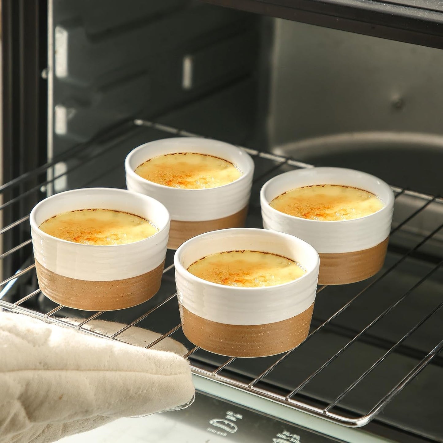 Hasense Ramekins 8 oz Oven Safe, Porcelain Ramekins Dessert Bowls Set of 6, Creme Brulee Souffle Dishes Custard Cups for Baking, Pudding, Pot Pie, Snack, Dipping Sauces, White