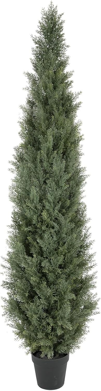 Bellacat 6ft UV Resistant Artificial Topiary Trees Outdoor, 72in Faux Cedar Tree with Full & Realistic Leaves, Fake Cypress Tree for Front Door Proch Patio Deck Balcony Yard Decor