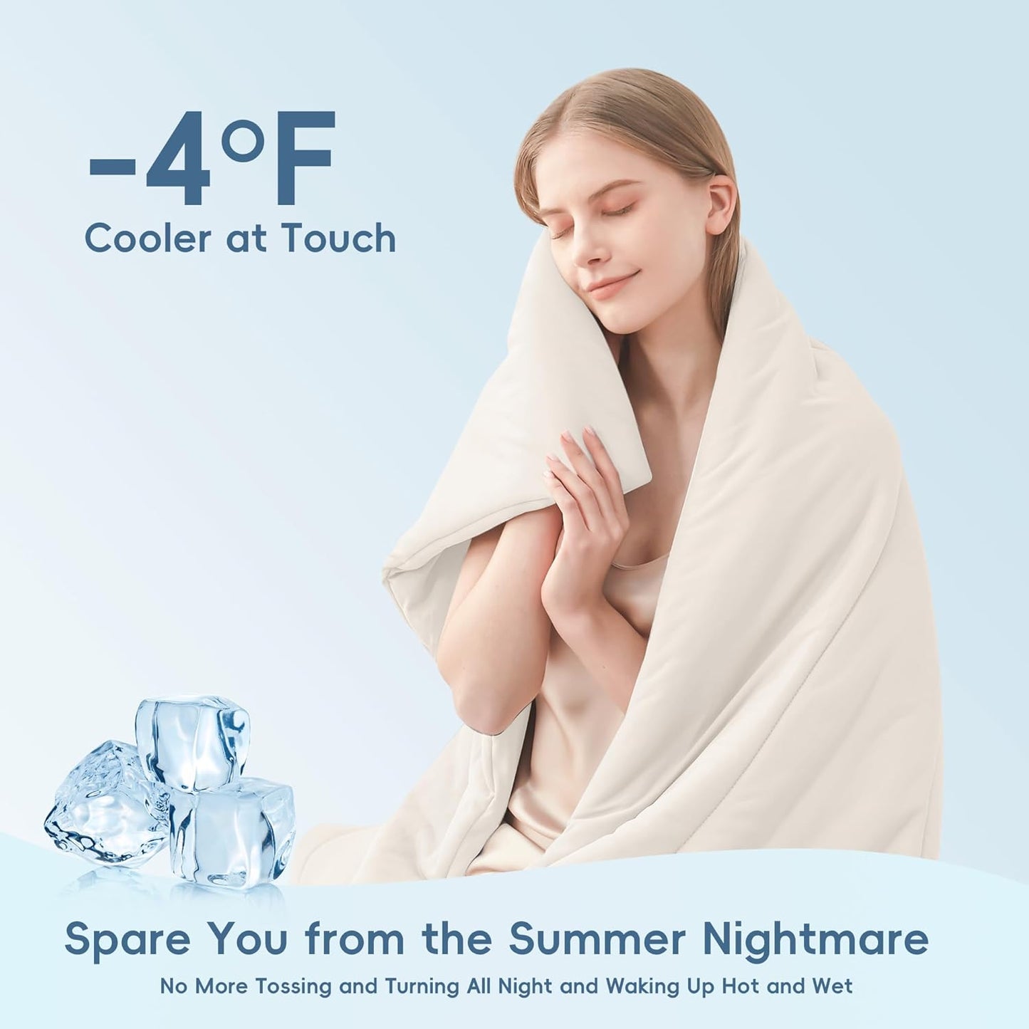 MASVIS Cooling Comforter Twin Size - Beige Lightweight Summer Cooling Blanket for Hot Sleepers Night Sweats, Double-Sided Cool Touch Soft Breathable Comforters, Q-Max 0.4 Cold Tech Ice Blanket 68"x90"
