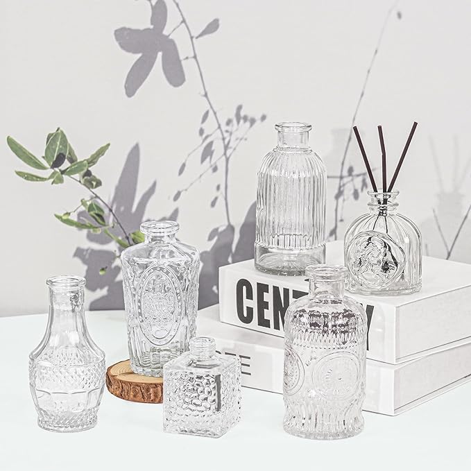 40Pcs Glass Bud Vase Set,Small Flower Vase for Tables Centerpieces Decor, Mini Vintage Clear Vase for Home,Wedding,Party Decorations（40 Pcs，Clear）