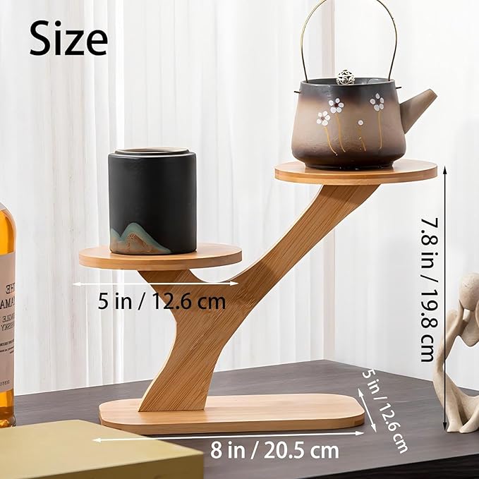 2 Tiered Desk Plant Stand Bamboo Tree Plant Shelf Tabletop Succulent Herb Stand Desktop Plant Stand Indoor Plant Rack for in Living Room Office Decoration (2 Tiered)