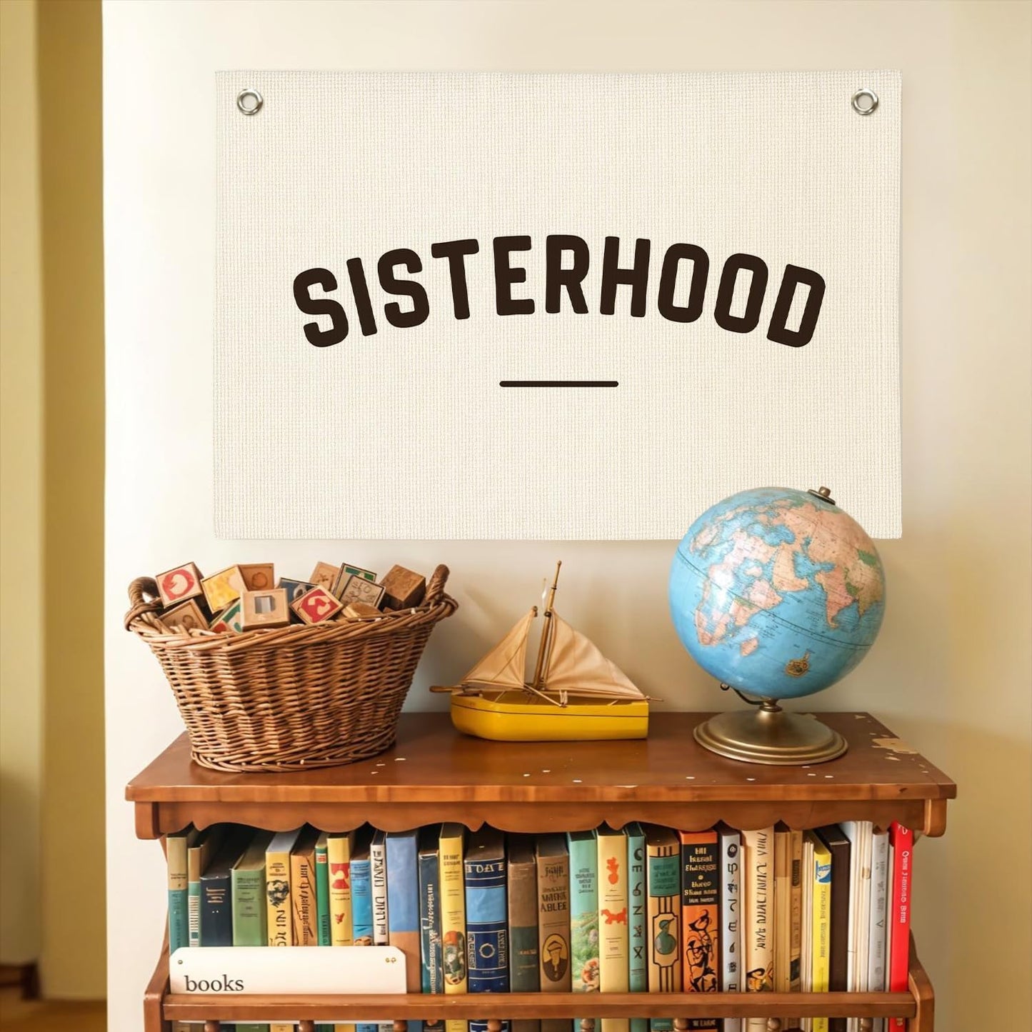 Long Live Sisterhood Nursery Canvas Banner,Girls Room Decor,Nursery Playroom Wall Decor for Girls Bedroom Toddler Decor Teen,Twins Bedroom Decor 30x20 Inch