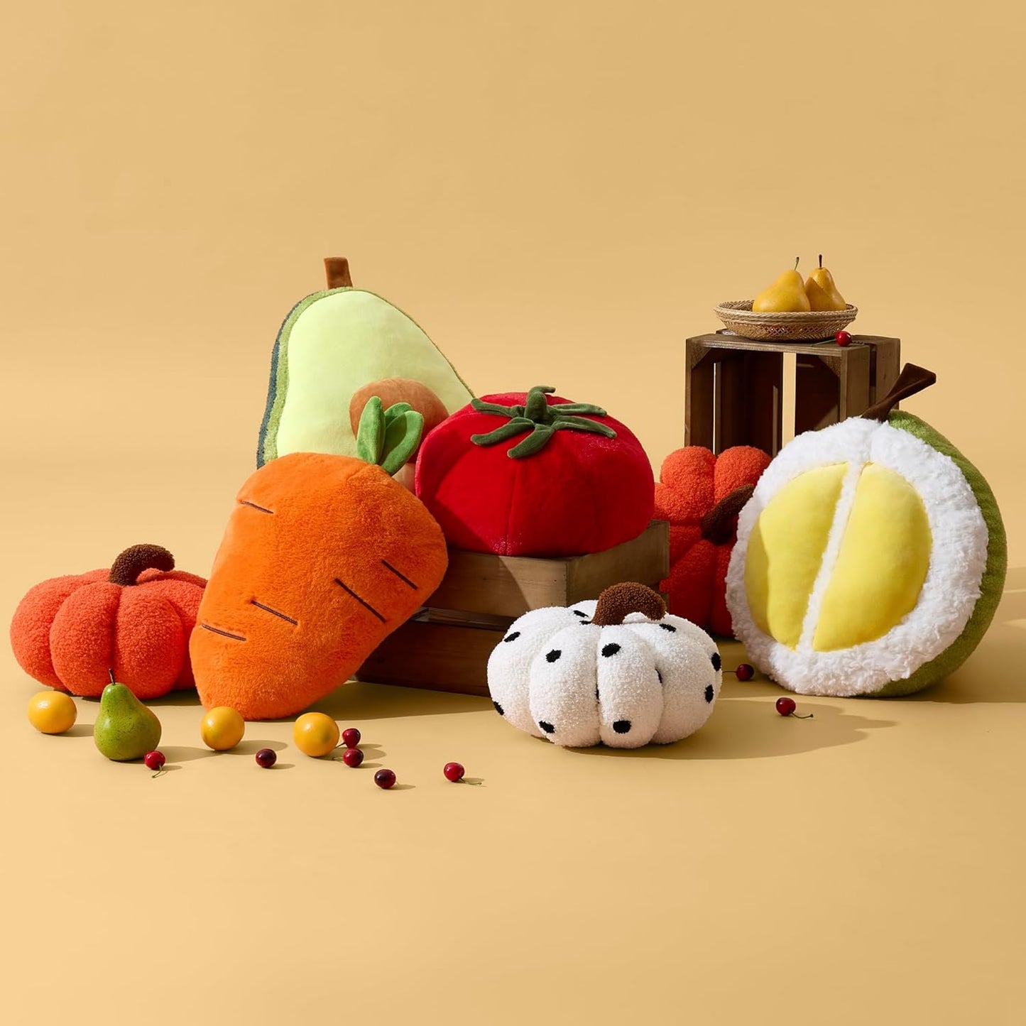 GIGIZAZA Halloween Throw Pillows Pack of 2,Cute Pumpkin Fluffy Throw Pillows Decorative Fall Thanksgiving Aesthetic Pillows Gifts Plush Pumpkin Room Decor Cushions Pillow 12&14 Inches