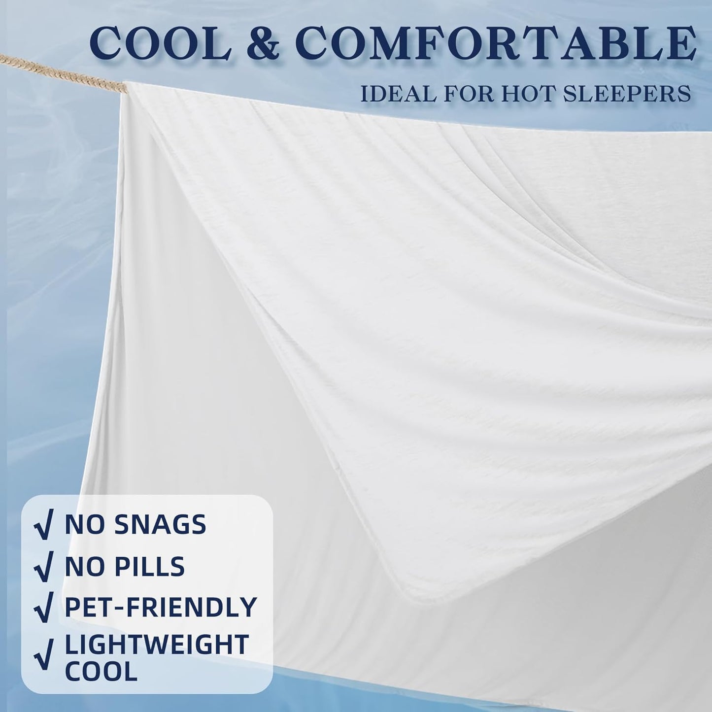 DOWNCOOL Cooling Blanket Throw Size, White Summer Blanket for Hot Sleeper and Night Sweats, Lightweight Soft Q-Max>0.4 Arc-Chill Cool Blanket