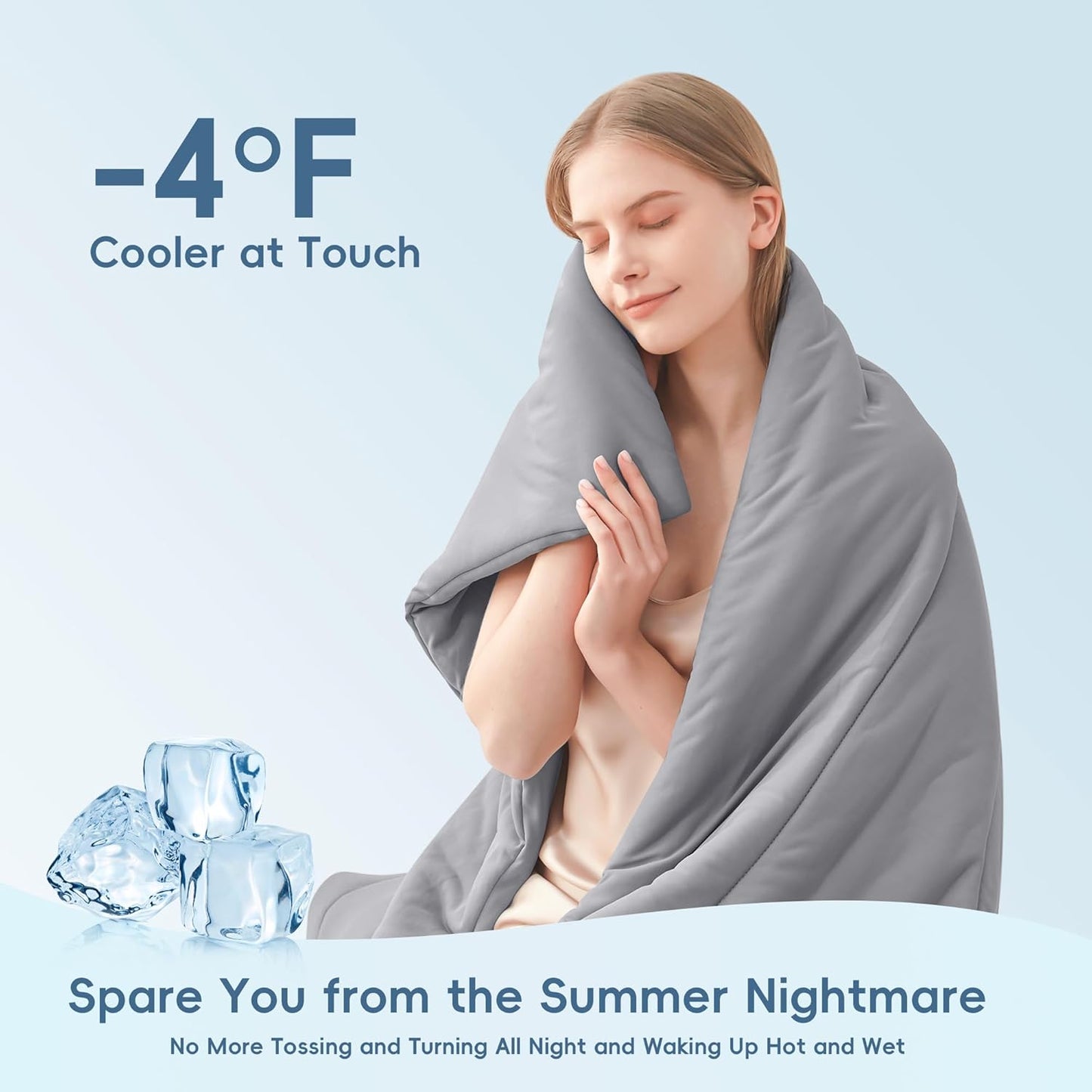 MASVIS Cooling Comforter King Size - Gray Lightweight Summer Cooling Blanket for Hot Sleepers Night Sweats, Double-Sided Cool Touch Soft Breathable Comforters, Q-Max 0.4 Cold Tech Ice Blanket 108"x90"