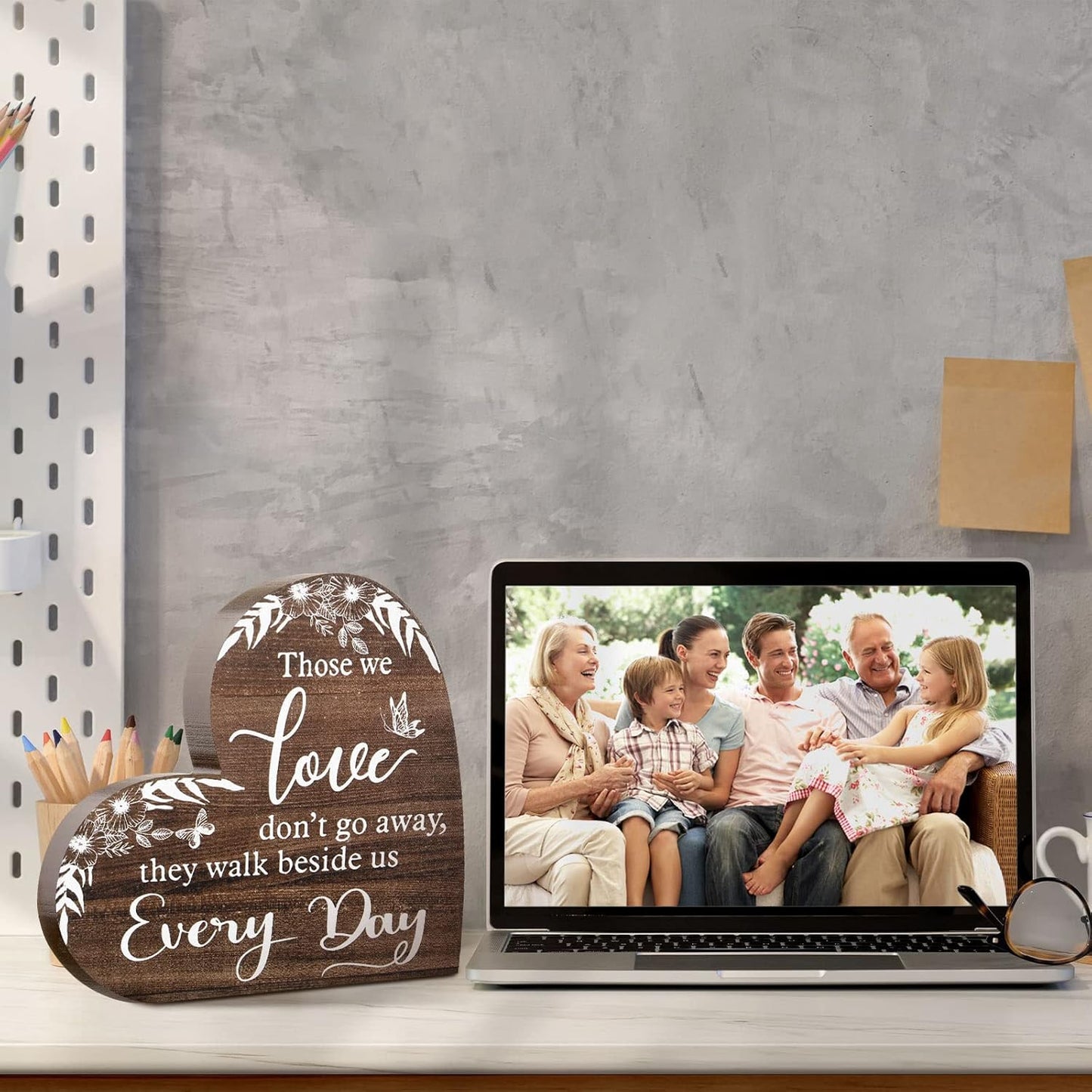 Jetec Sympathy Gift Memorial Wooden Heart for Loss of Loved One Remembrance Bereavement Decor Condolence Sign for Grief Father Mother Son Brother, 6. 3 x 6 x 0. 7 Inches(Retro Style)