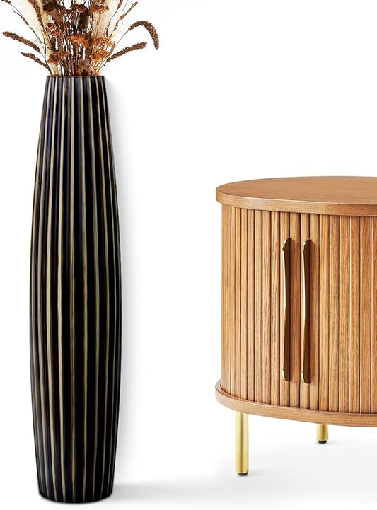 Floor Vases, Tall Floor Vase 23.6 inch (60CM, 1.96FT) Tall Vases, Sturdy Black Vase for Living Room Decor, Resin Bronze Color