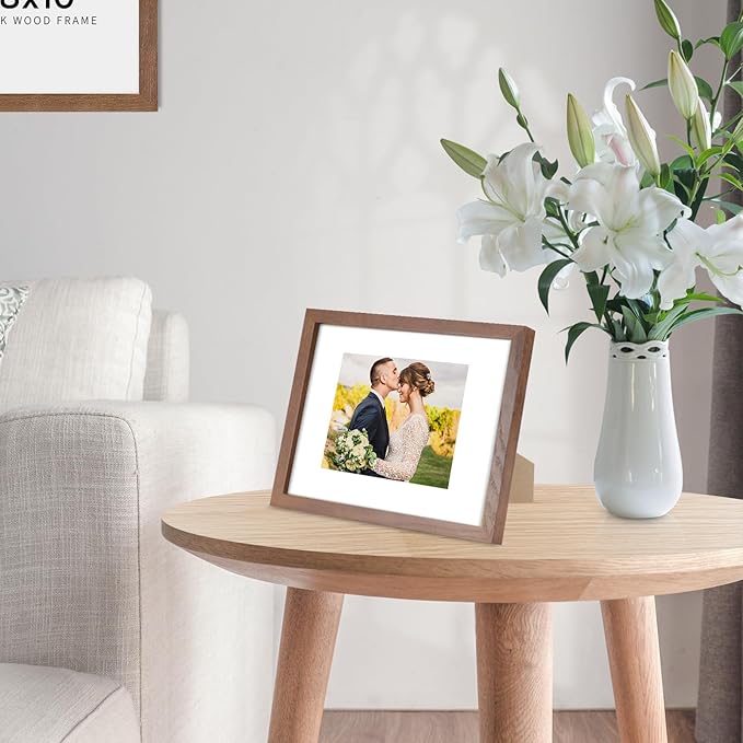 4x6 Oak Wood Picture Frame - 4"x6" Photo Frame, 4x6 Picture Frame Wood, Natural Solid Wooden Picture Frames for Wall Art Photo and Prints(1 Pack, Walnut)