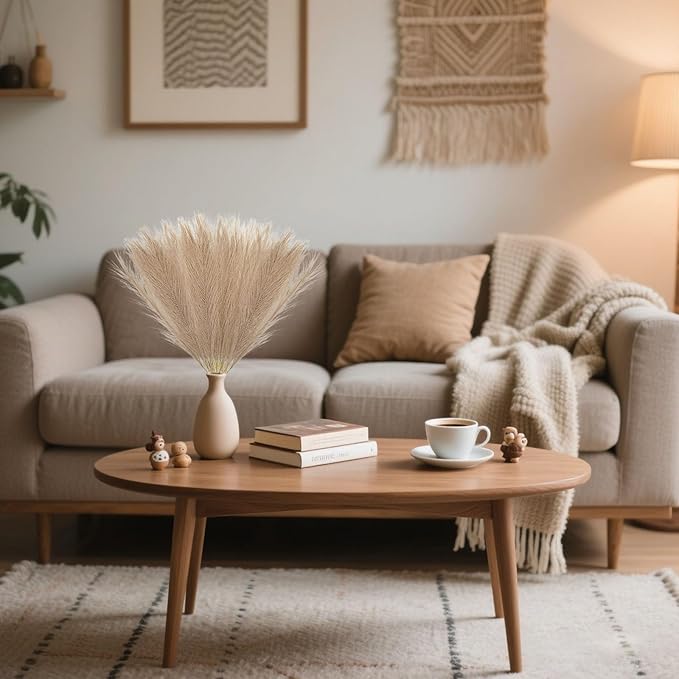 30 Pcs Deep Coffee Faux Pampas Grass, 17 Inches Artificial Pampas Grass Bulk, Short Fluffy Faux Pompas for Vase Filler, Home Boho, Wedding Anniversaries, Baby Shower Decoration