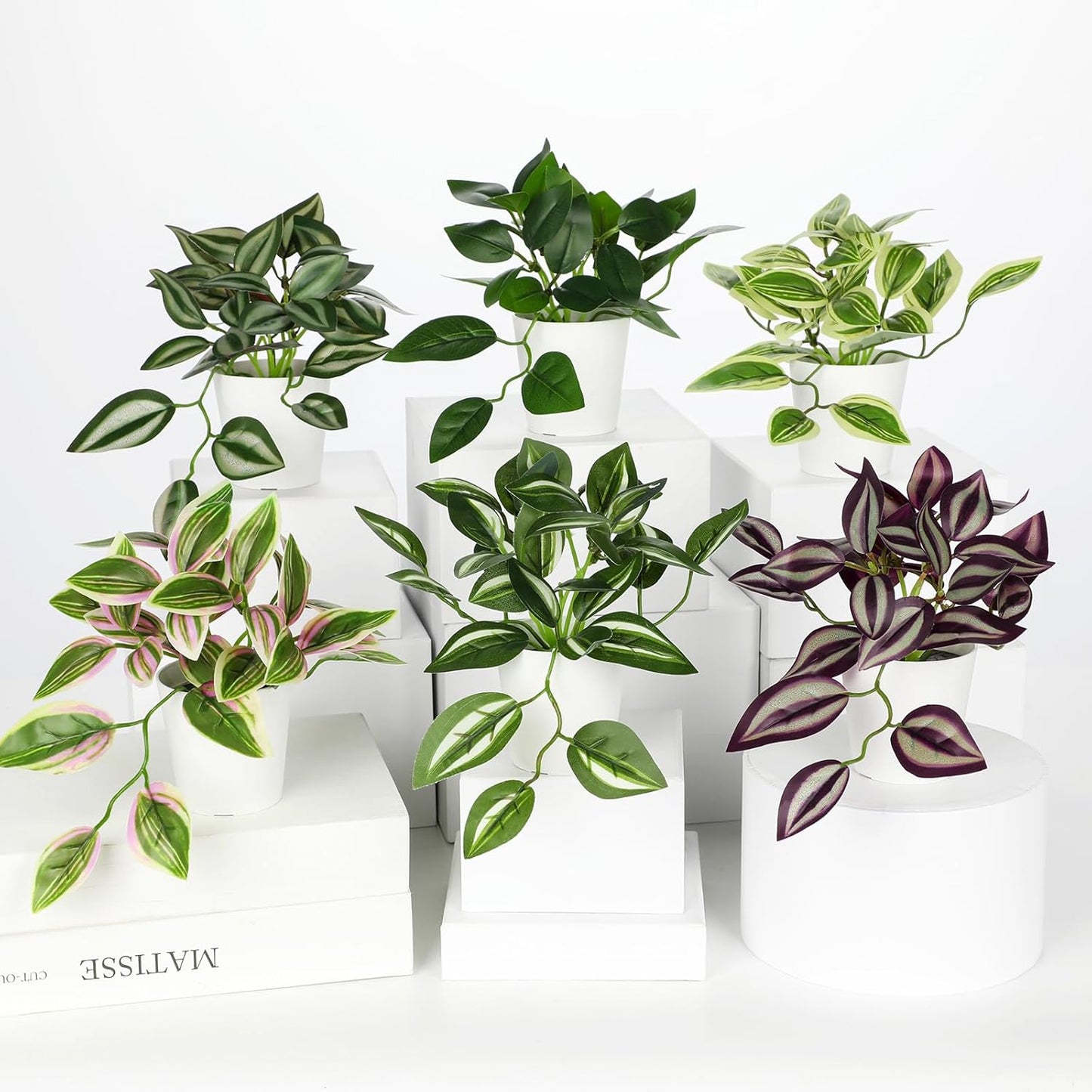 Hollyone Fake Plants 6 Pack Artificial Plants Indoor Faux Plant Small Fake Potted Plant for Home Aesthetic Living Room Bathroom Desk Shelf Office Decor