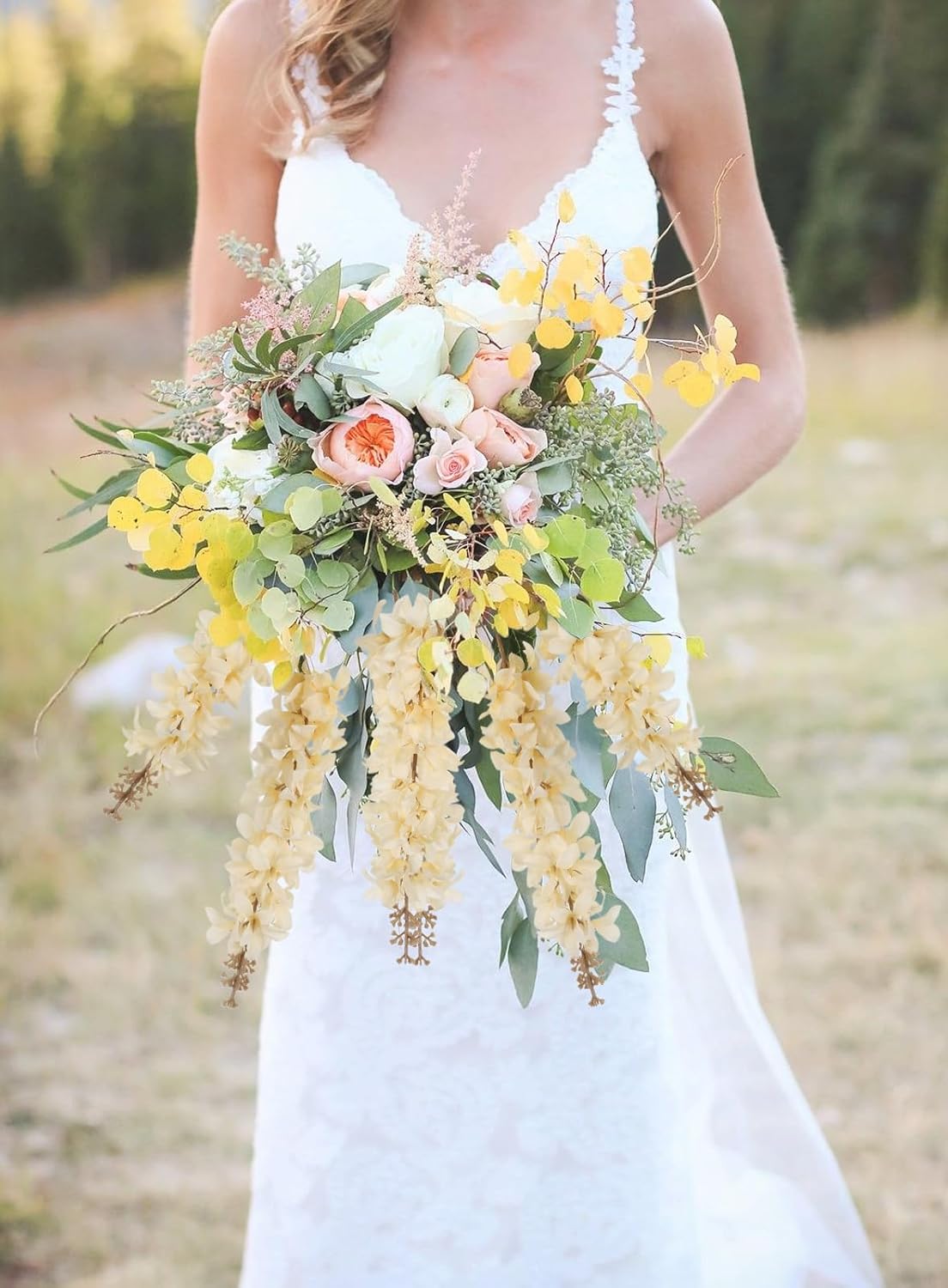 IPOPU Faux Silk Delphinium Flowers 5PCS Artificial Champagne Snapdragon Fake Flower 34.2inch Long Stem Hyacinth Flower for Wedding Home Garden Floral Arrangement Table Centerpiece Decor(Champagne)