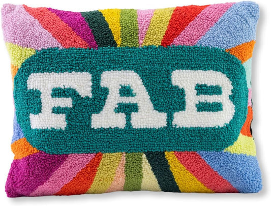 FURBISH Hook Decorative Throw Pillow - Fab - 12"x16" - Small Embroidered Designer Pillow for Living Room, Couch, Sofa, Chair & Bed - Eclectic Home Decor