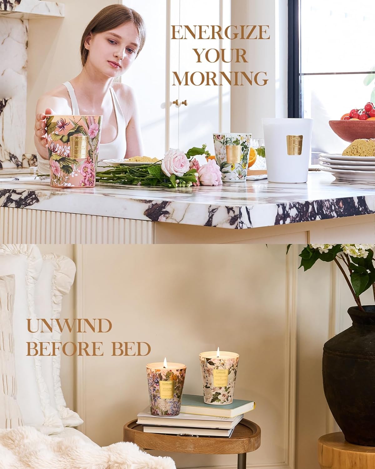 M&SENSE Wild Cherry Scented Candle, Natural Soy Wax Candles 14.1oz 60H Slow Burning Non Toxic, Fall Winter Stress Relief Romantic Thanksgiving Christmas Gifts for Women Home Decor