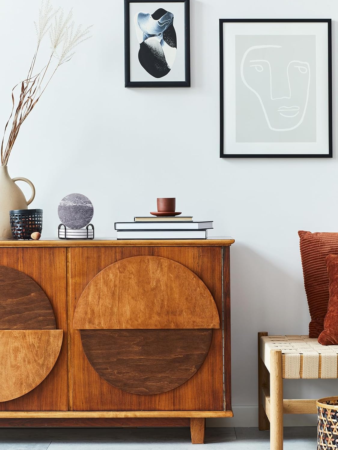 LIFVER Drinks Coasters Set of 4, Living Room Decor, Ceramic Absorbent Coasters with Cork Base, Protect Wooden Table or Furniture from Scratched, Drink Coasters with Holder - Grey