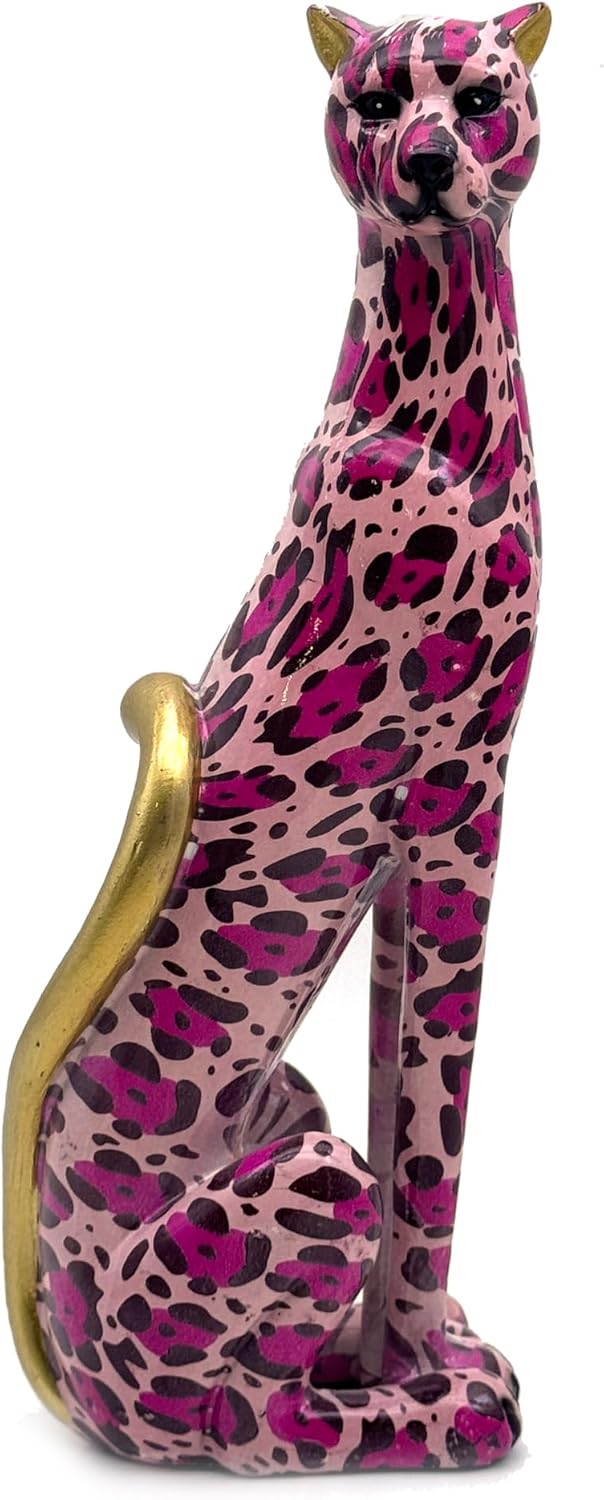Colorful Leopard Statue Art Figurine Sculpture Collectible Gifts for Leopard Lover Office Home Decor Desk Accessories Decoration Garden Figurines Outdoor Decor (Color B)