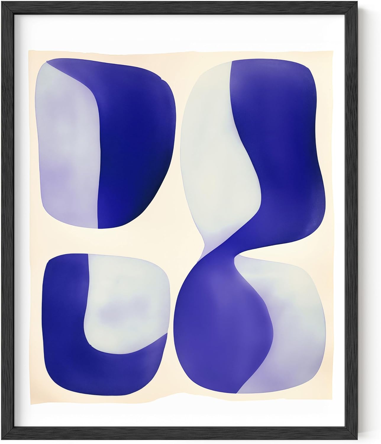 HAUS AND HUES Modern Abstract Wall Art - Blue and Green Living Room Art, Modern Artwork for Walls, Minimalist Picture for Living Room(Blue Tribal Shapes 2, Unframed, 16x20)