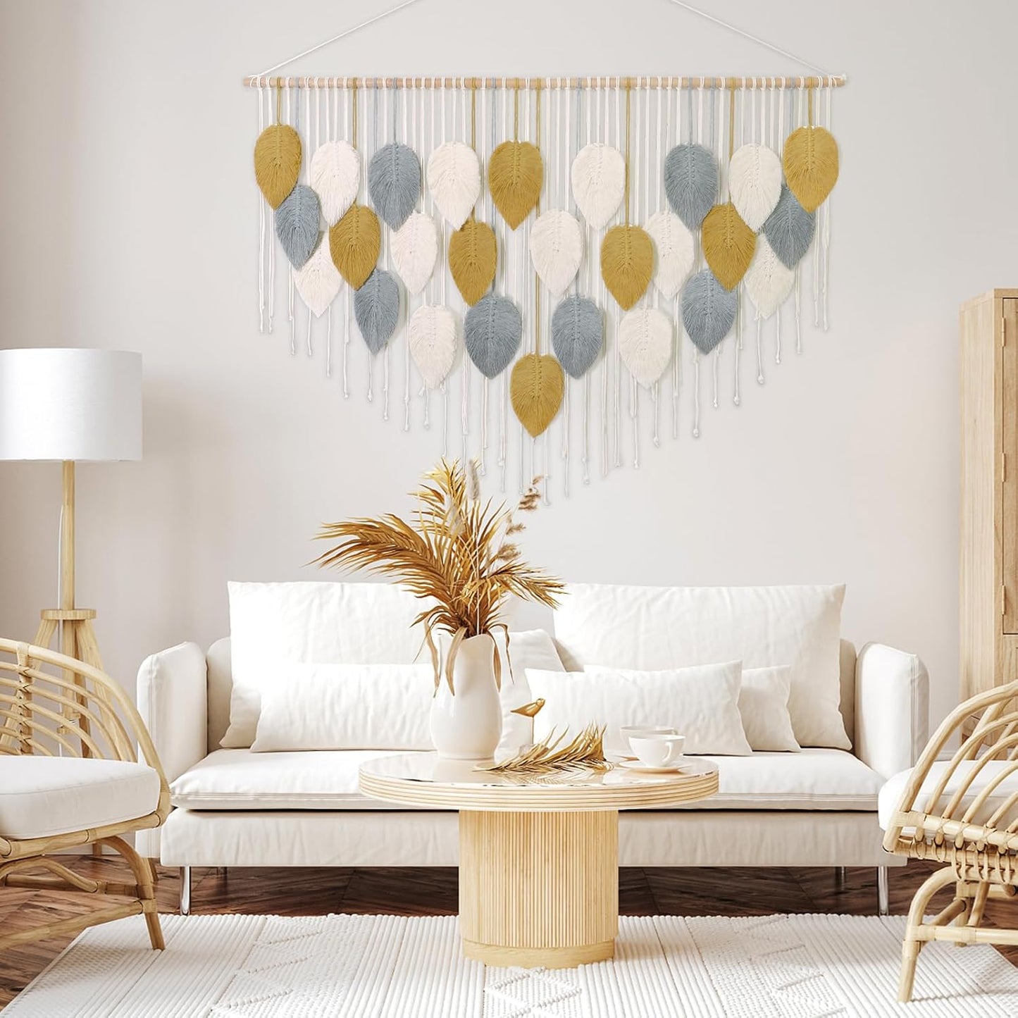 LOMOHOO Macrame Wall Hanging, Large Boho Home Decor,Bohemian Woven Decoration for Bedroom Living Room Apartment Dorm Gallery Perfect Handmade Gift Ideas (51.5" W x 33.5" L)