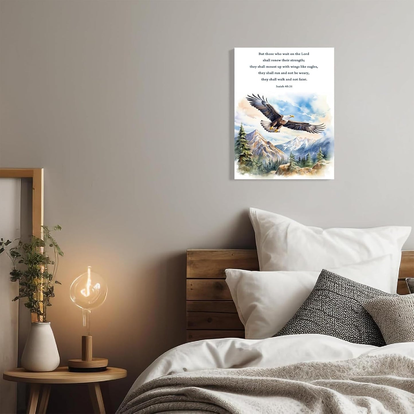 Isaiah 40 31 Christian Canvas Wall Art But Those Who Wait On The Lord Bible Verse Poster Prints Scripture Decor Ready to Hang Home Office，Living Room，or Personal Space Framed 16 * 24 Inch