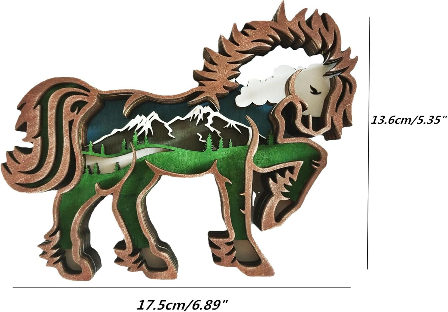 Forest Animal Desk Art Decor Wooden Farmhouse Table Decoration, Cabin Decor, Nursery Decor Mountain Decor for Bedroom Living Room (Horse)