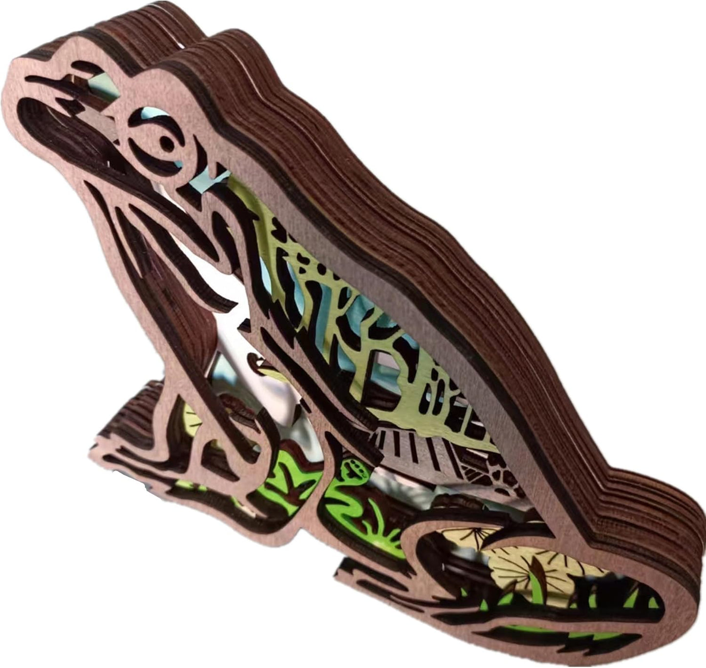 Forest AnimalDesk Art Decor Wooden Farmhouse Table Decoration, Cabin Decor Nursery Decor Mountain Decor for Bedroom Living Room (Frog)