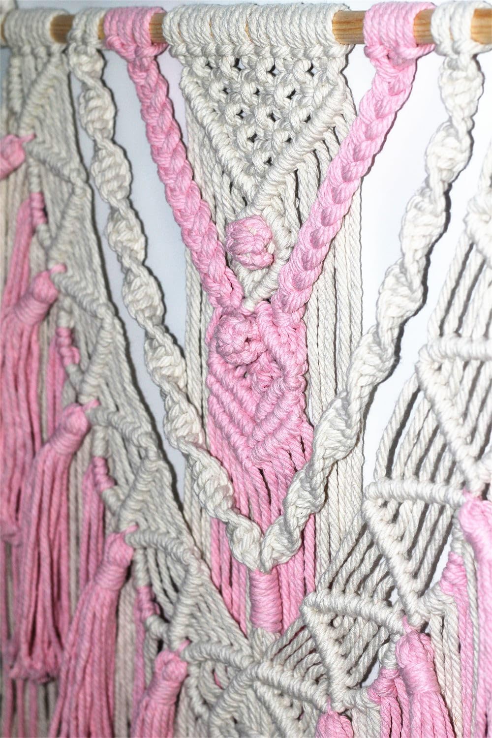 BMIDRUT Macrame Woven Wall Hanging Tapestry Boho Wall Art Handmade Macrame Tapestry for Wedding Bedroom Living Room Background Wall 17x30 Inch