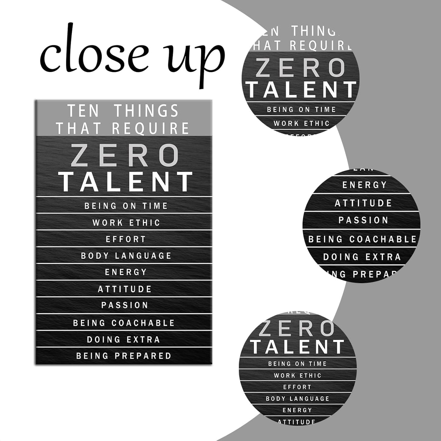 Inspirational Canvas Wall Art Motivational Painting Positive Entrepreneur Quotes Poster Ten Things That Require Zero Talent Pictures Print Wall Decor Artwork for Bedroom Office Framed [12''W x 18''H]