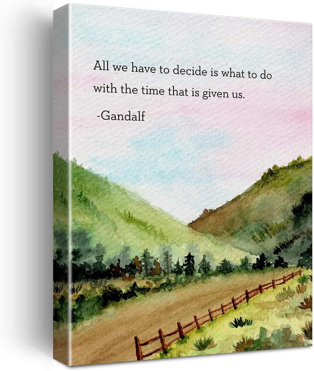 LEXSIVO Watercolor Print Canvas Wall Art Home Decor All We Have to Decide is What to Do with the Time That is Given us Painting 12x15 Canvas Poster Framed Ready to Hang