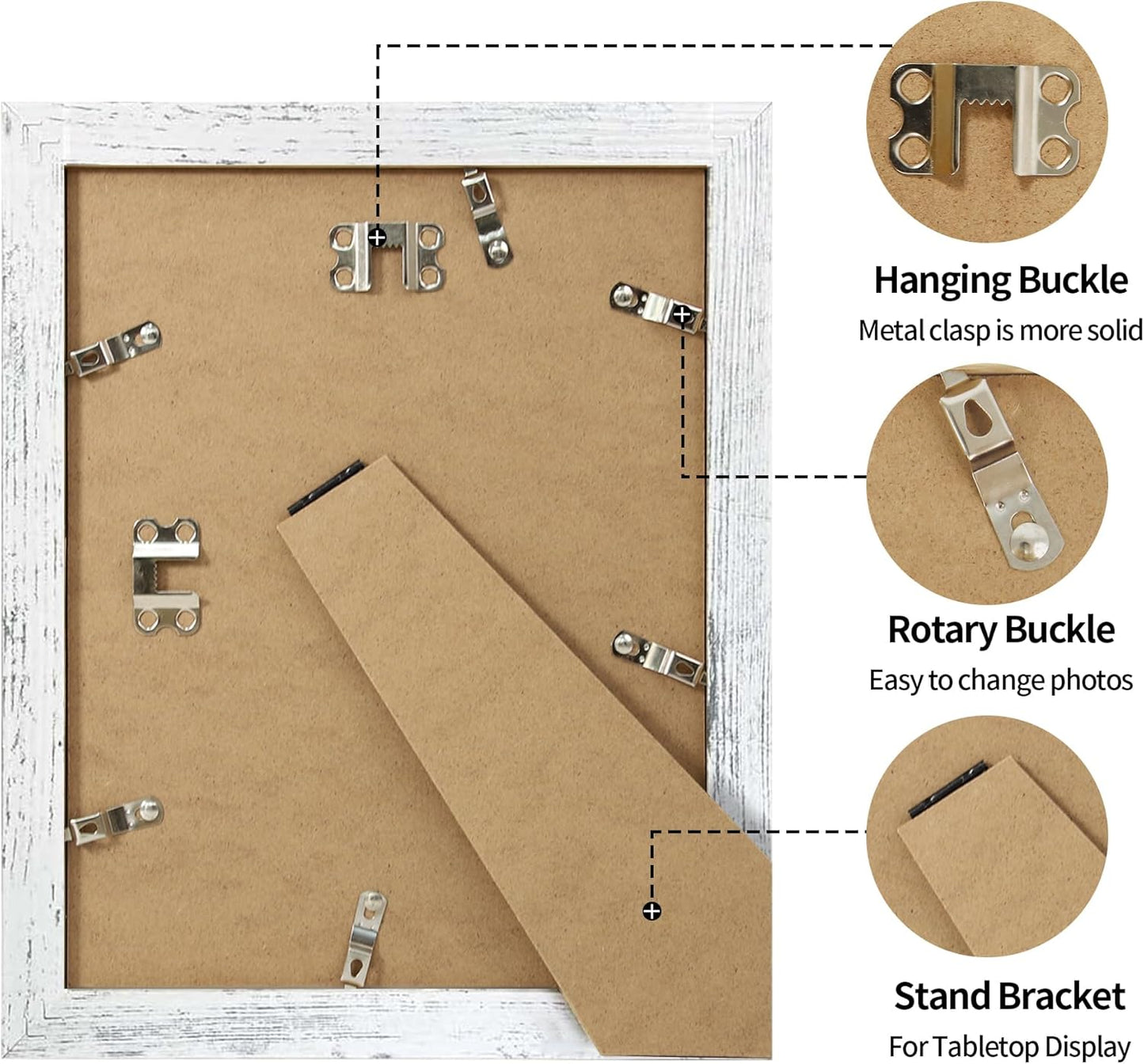 iRahmen 8.5x11 Picture Frame Set of 2, Distressed White Certificate Frame with Real Glass, Wood Photo Frames 8.5 x 11 Diploma Document for Wall Hanging and Tabletop Display