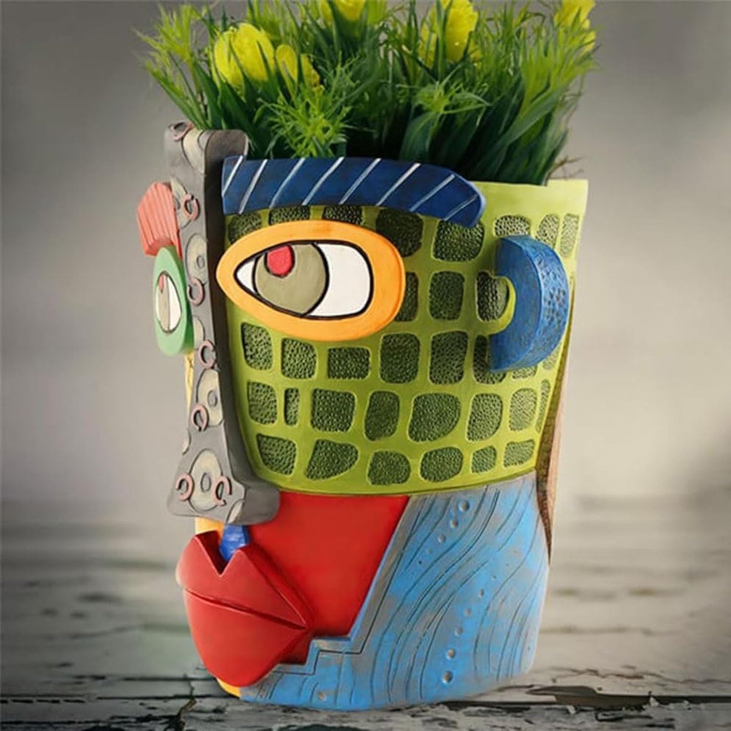 Generic Picasso Brutalist Abstract Beauty Face Flower Pot Acolorful Art Resin Handmade Face Planters Pots Head for Home Art Decor Balcony Ornaments (Modern), RCZED152