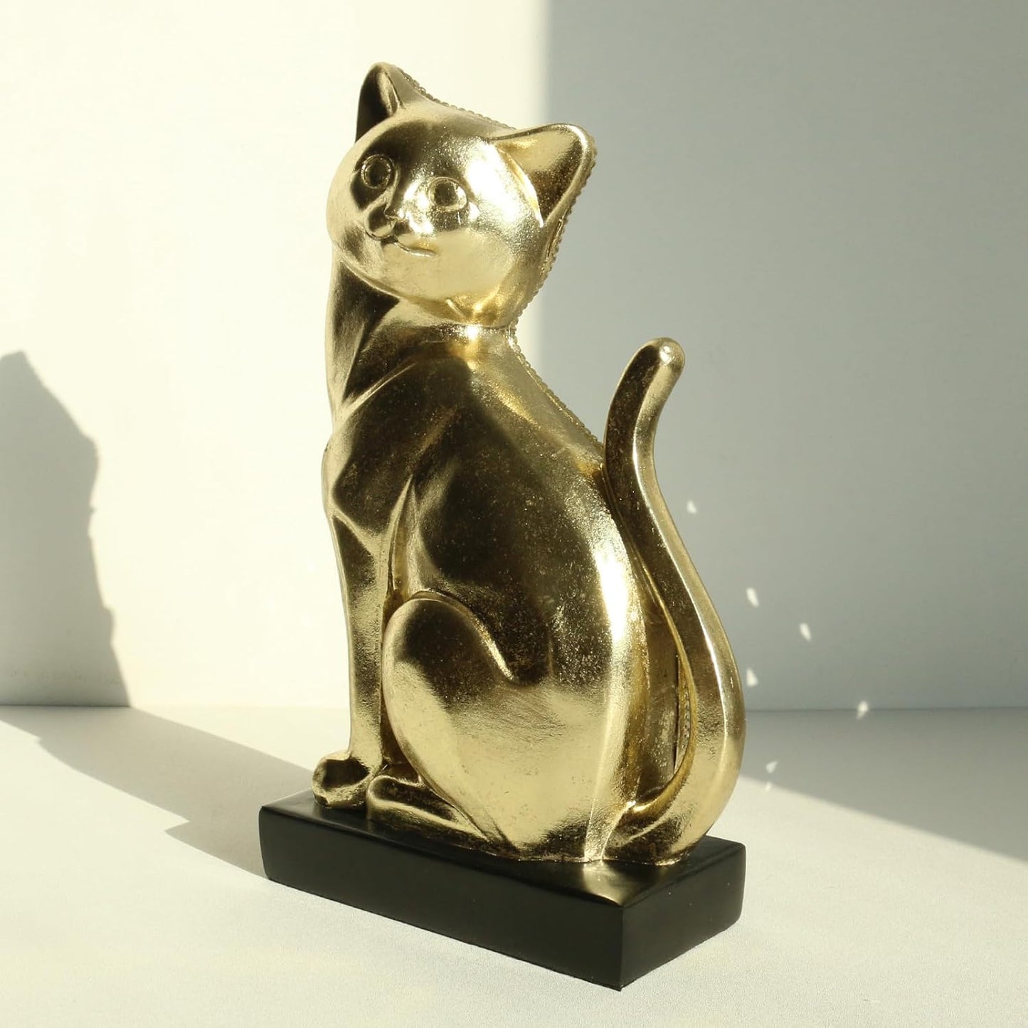 Lukitas Sitting Cat Figurine, Two-Faced Kitten Statue, Unique Animal Sculpture Home Decor for Living Room Office Garden, Resin
