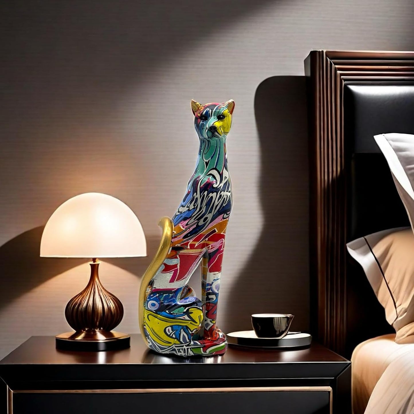 Colorful Leopard Statue Art Figurine Sculpture Collectible Gifts for Leopard Lover Office Home Decor Desk Accessories Decoration Garden Figurines Outdoor Decor (Color A)