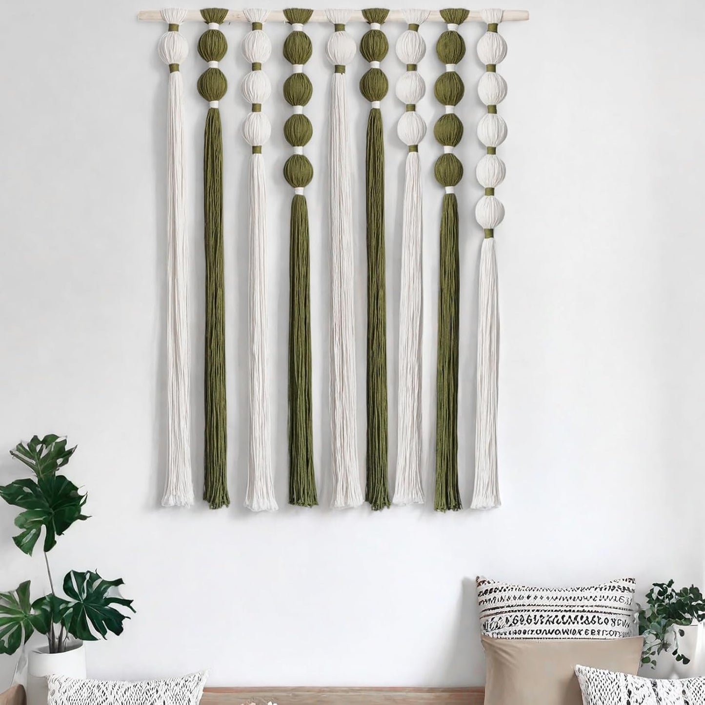 HYVAKUPPA Macrame Wall Hanging Large Boho Woven Tapestry Wall Decor Yarn Art Bohemian Handwoven Sphericity Cotton Textile Tapestry for Living Room Bedroom