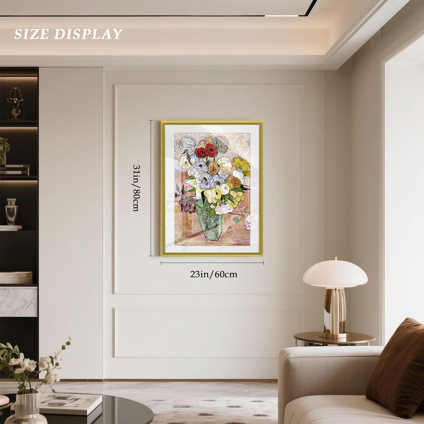 crmotu Flower Pictures Wall Decor, Framed Canvas Wall Art, Vintage Kitchen Wall Art, Floral Art Wall Decor, Still Life Vase Paintings for Living Room Bedroom Dining Room Art Prints 23X31 Inch