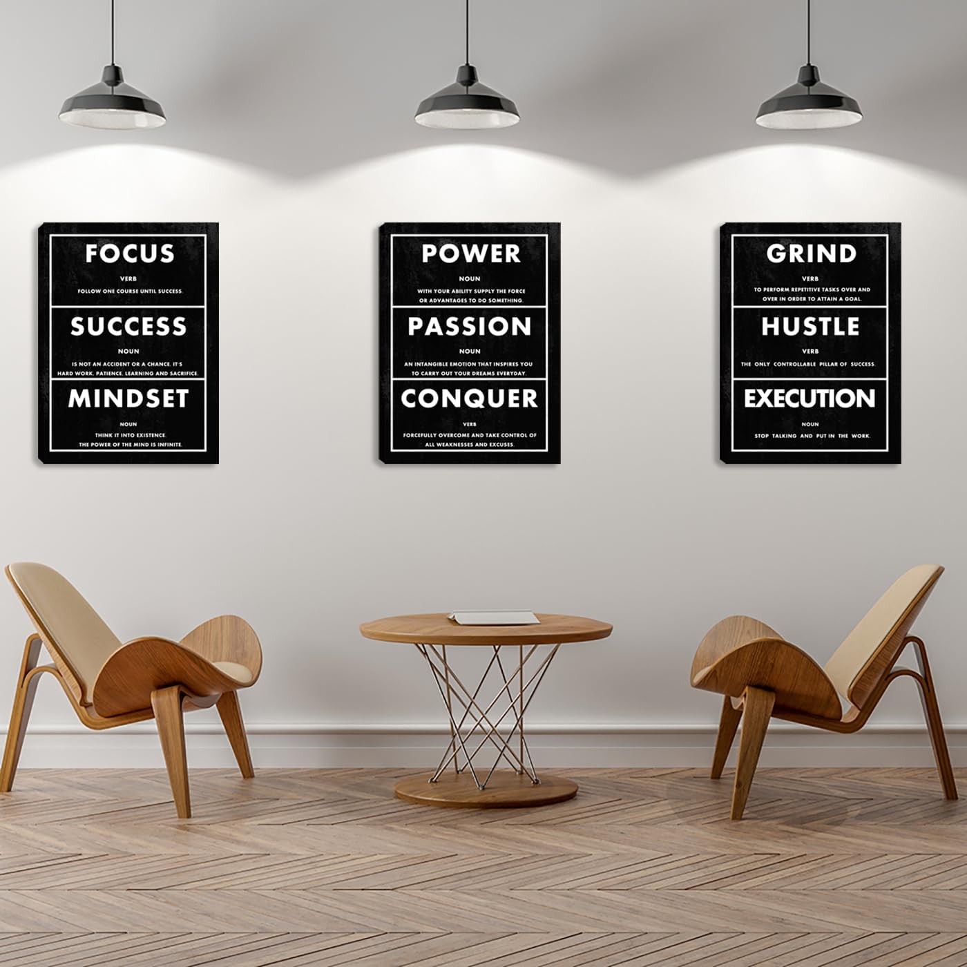Large Motivational Office Wall Art Success Wall Decor Inspirational Canvas Paintings Black Hustle Quotes Posters Decoration Wall Picture Framed Artwork Living Room Bedroom Home (72" Wx36 H)