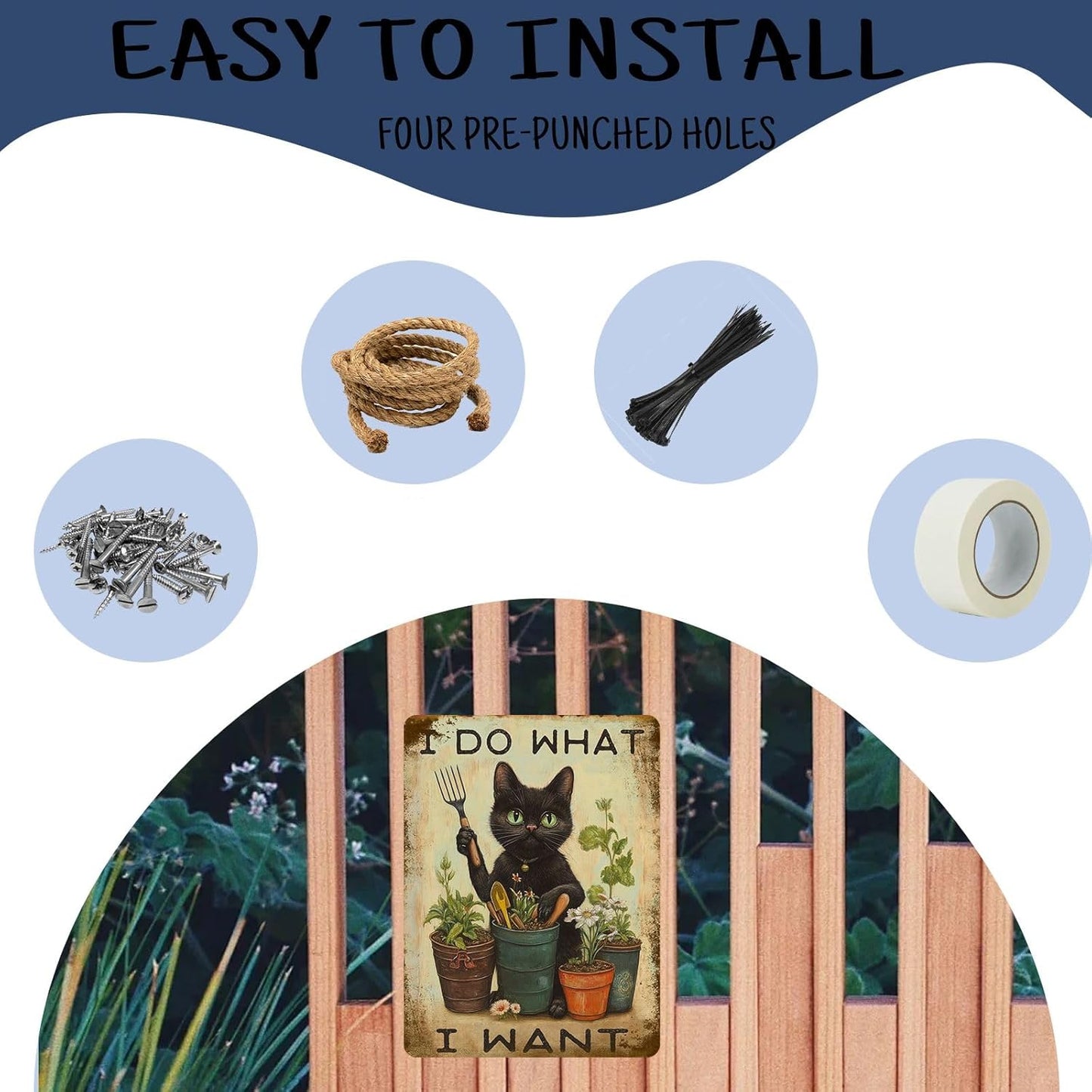 Funny Garden Wall Decor Black Cat I Do What I Want Vintage Metal Tin Signs Aluminum Sign for Home Garden Yard Greenhouse Wall Decor 8×12 Inch