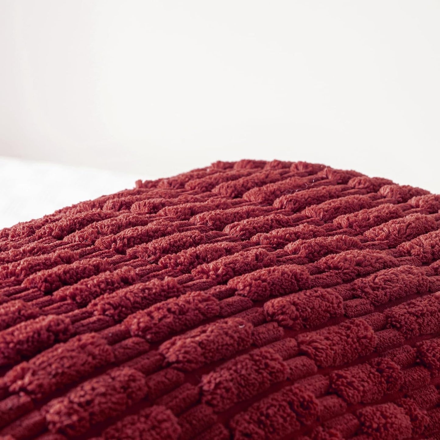 Fancy Homi Burgundy Long Body Lumbar Decorative Throw Pillow Covers 20x54 Inch for Bed Couch Bedroom Bench, Soft Corduroy Rectangle Solid Pillow Case, Rustic Farmhouse Boho Room Decor