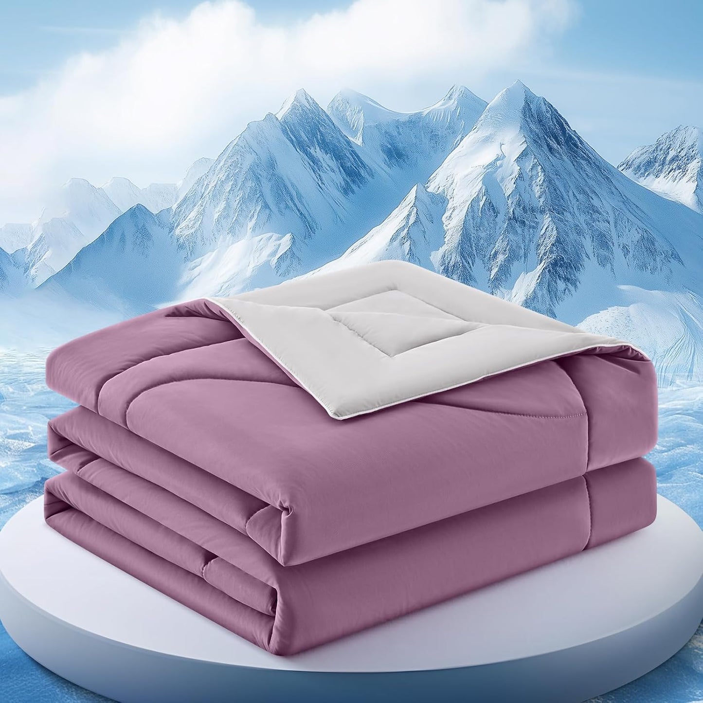Cooling Comforter Twin Size, Double-Sided Cooling Blanket for Hot Sleepers & Night Sweats, Arc-Chill Q-Max > 0.4 Breathable Ice Blanket, Lightweight Cold Comforter (68''x90'', Muted Pink)