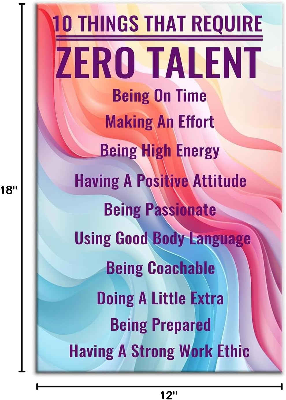 Inspirational Canvas Wall Art Motivational Entrepreneur Quotes 10 Things that Require Zero Talent Poster Print Positive Artwork for Home Bathroom Office Picture Decoration Ready to Hang [12''Wx18''H]